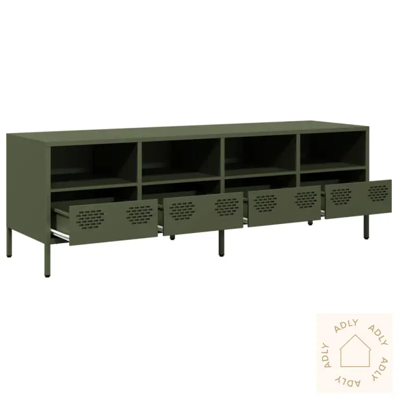 Tv-Benk Olivengrønn 135X39X43,5 Cm Kaldvalset Stål