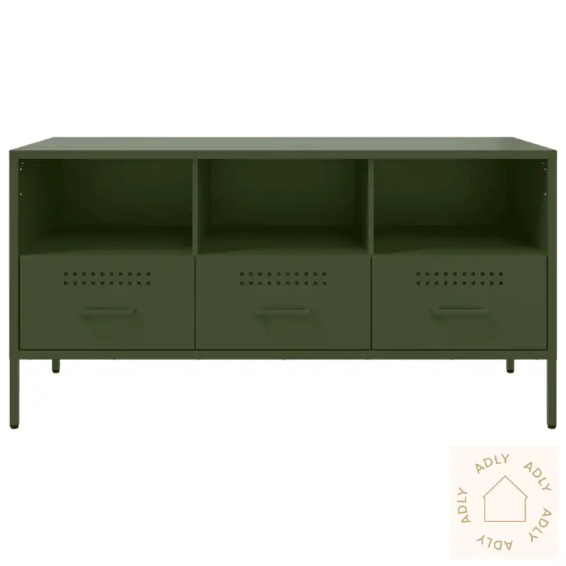 Tv-Benk Olivengrønn 100,5X39X50,5 Cm Stål