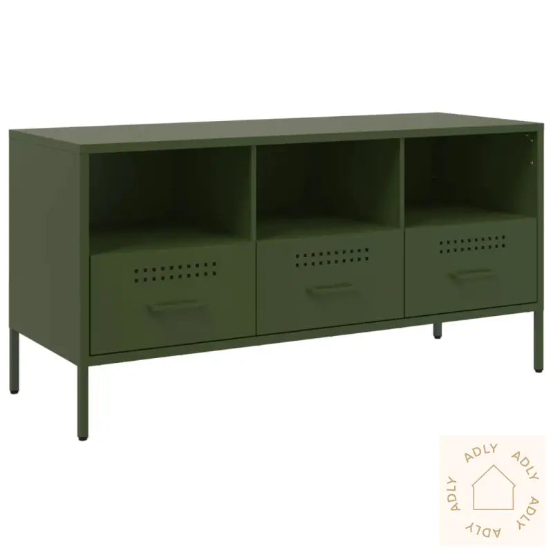 Tv-Benk Olivengrønn 100,5X39X50,5 Cm Stål