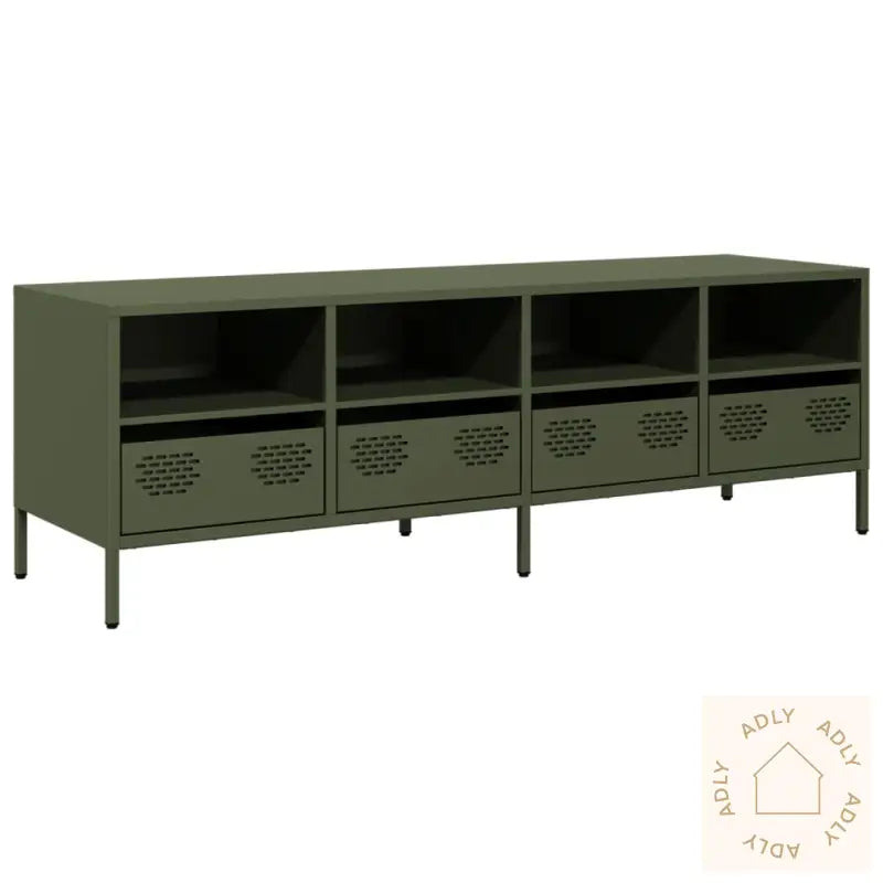 Tv-Benk Olivengrønn 135X39X43,5 Cm Kaldvalset Stål