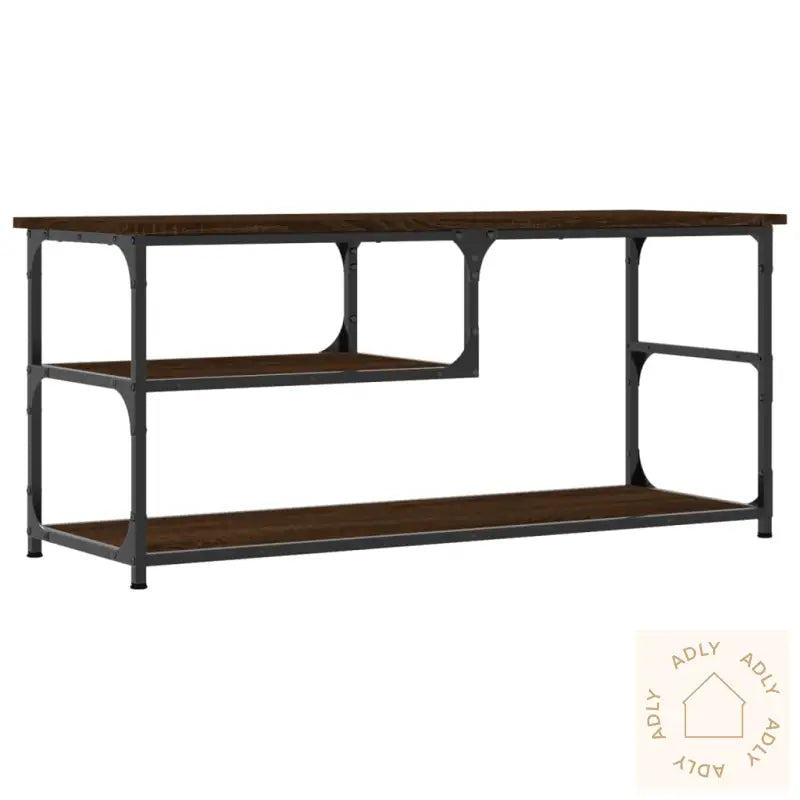 Tv-Benk Brun Eik 103X38X46,5 Cm Konstruert Tre Og Stål