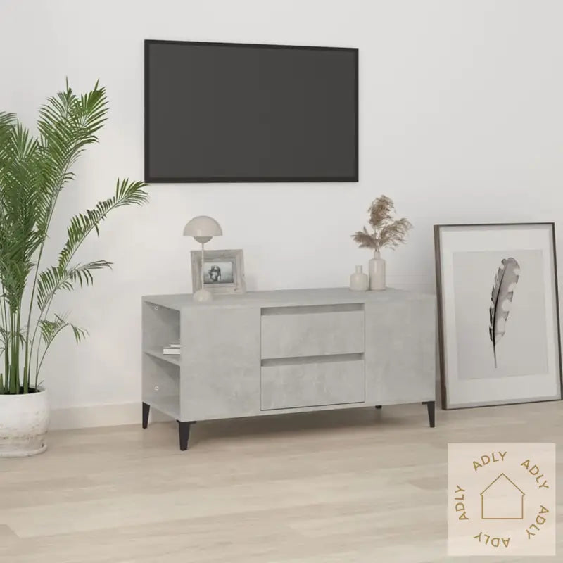 Tv-Benk Betonggrå 102X44,5X50 Cm Konstruert Tre