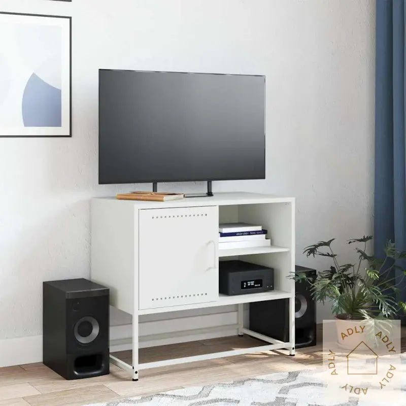 Tv-Benk Hvitt 68X39X60,5 Cm Stål