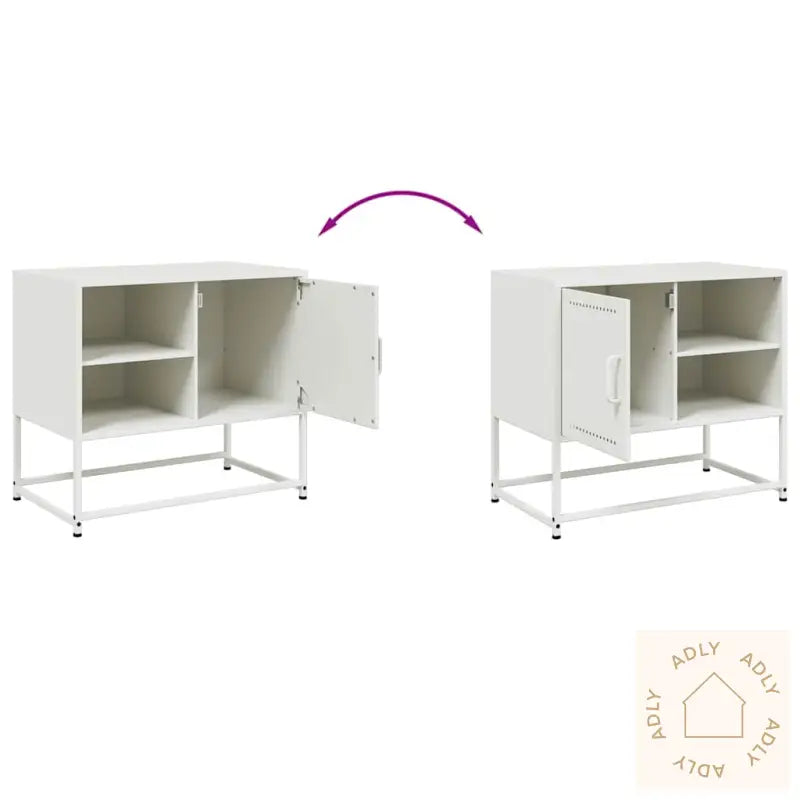 Tv-Benk Hvitt 68X39X60,5 Cm Stål