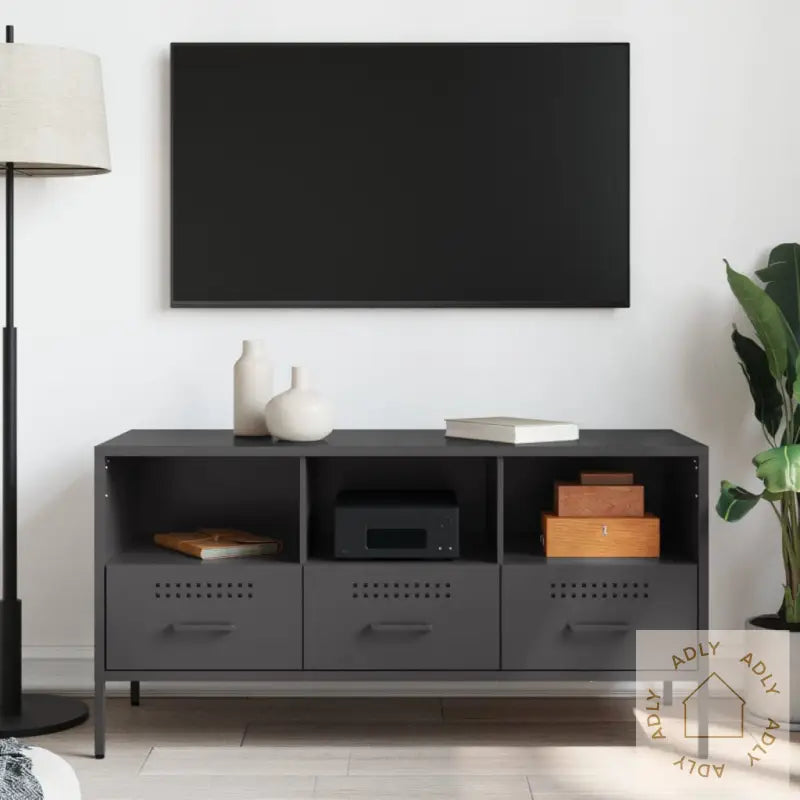 Tv-Benk Svart 100,5X39X50,5 Cm Stål