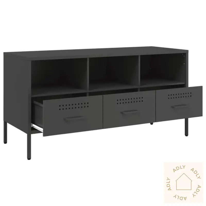Tv-Benk Svart 100,5X39X50,5 Cm Stål