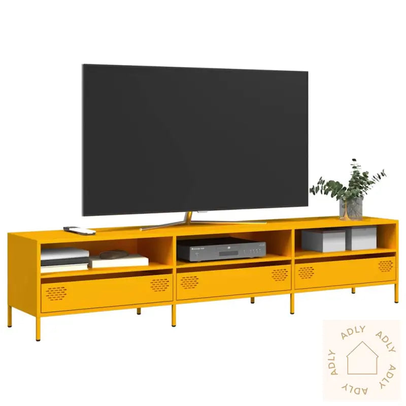 Tv-Benk Sennepsgul 202X39X43,5 Cm Kaldvalset Stål