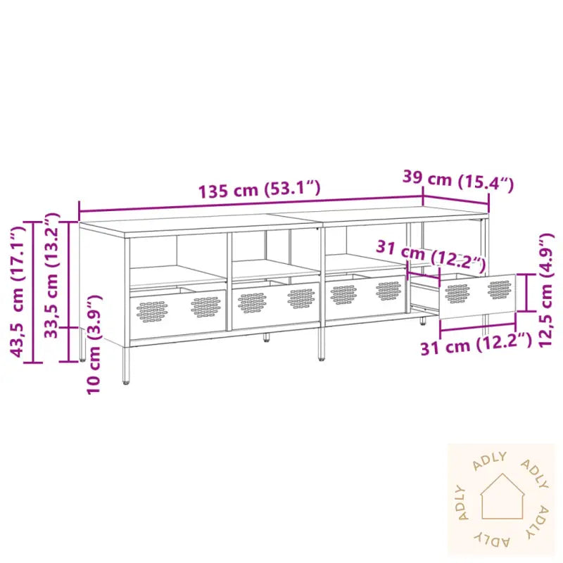 Tv-Benk Antrasitt 135X39X43,5 Cm Kaldvalset Stål