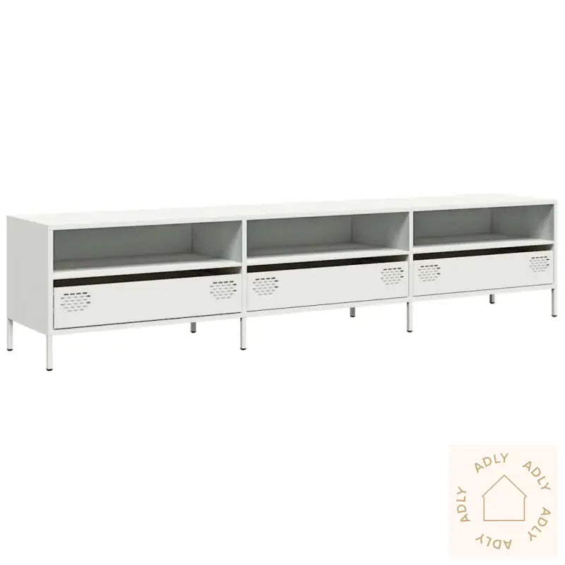 Tv-Benk Hvit 202X39X43,5 Cm Kaldvalset Stål