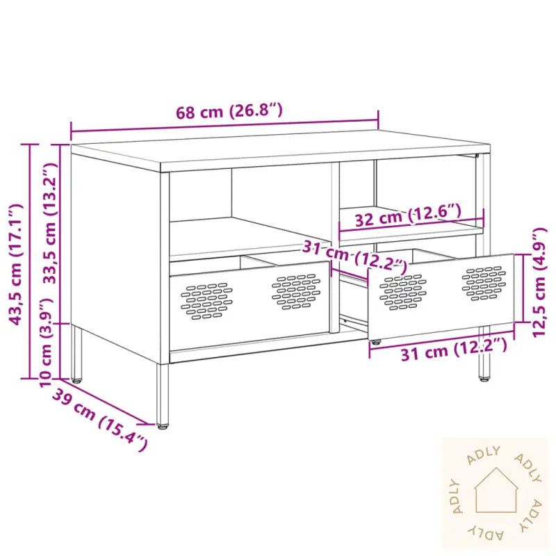 Tv-Benk Svart 68X39X43,5 Cm Kaldvalset Stål