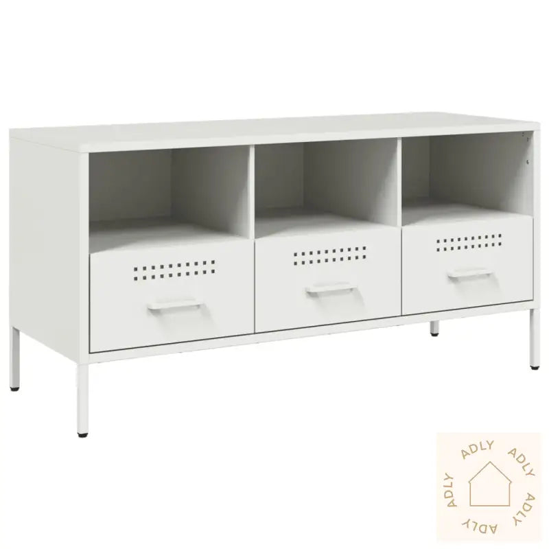 Tv-Benk Hvit 100,5X39X50,5 Cm Stål