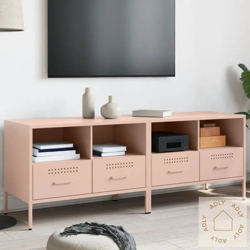 Tv-Benker 2 Stk Rosa 68X39X50,5 Cm Stål