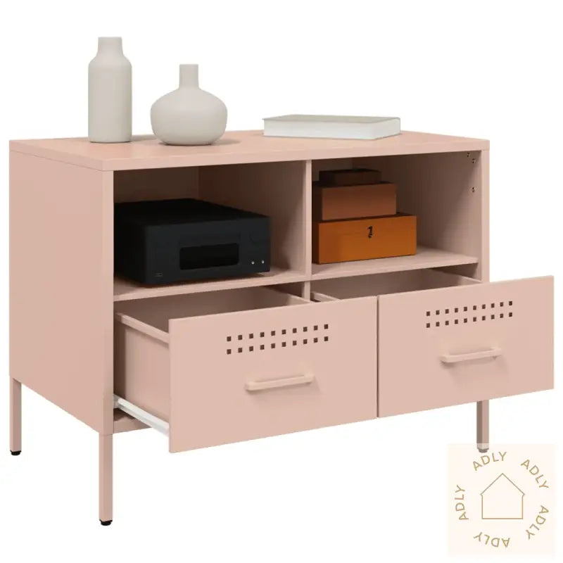 Tv-Benker 2 Stk Rosa 68X39X50,5 Cm Stål