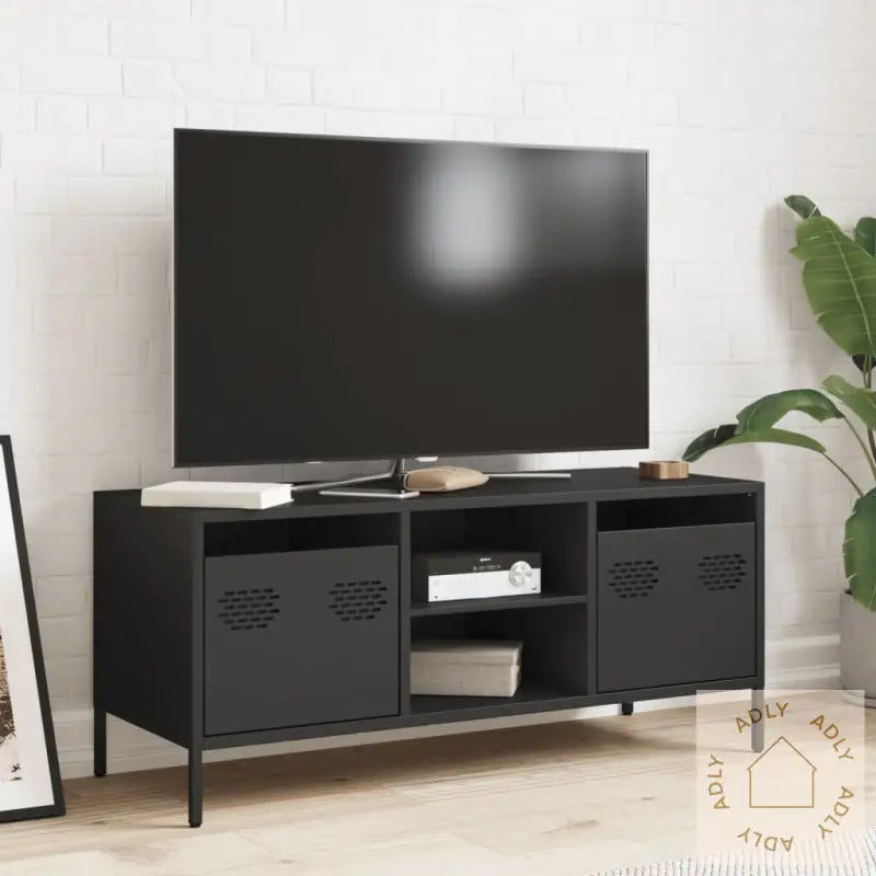 Tv-Benk Svart 101,5X39X43,5 Cm Kaldvalset Stål