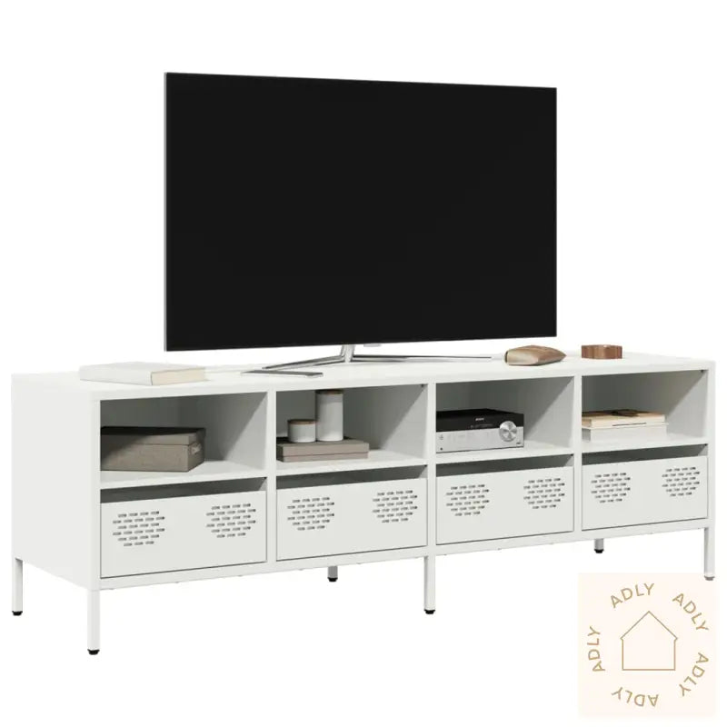 Tv-Benk Hvit 135X39X43,5 Cm Kaldvalset Stål