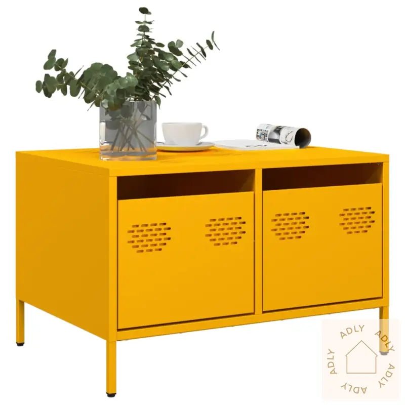 Tv-Benk Sennepsgul 68X50X43,5 Cm Kaldvalset Stål