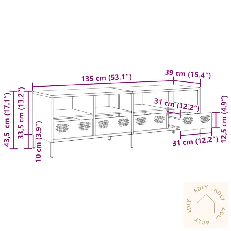 Tv-Benk Sennepsgul 135X39X43,5 Cm Kaldvalset Stål