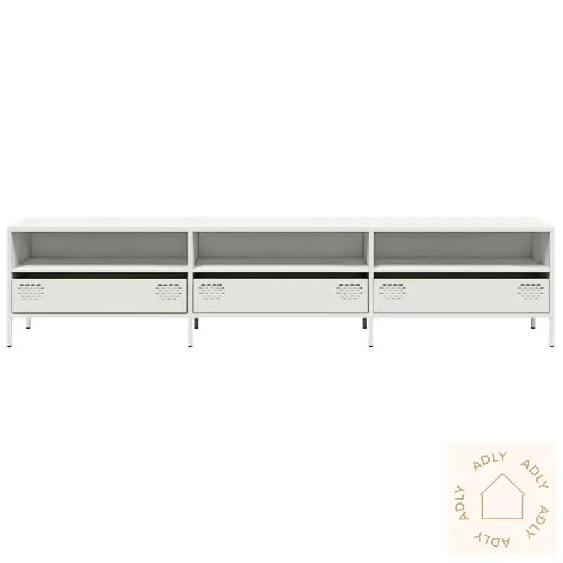 Tv-Benk Hvit 202X39X43,5 Cm Kaldvalset Stål