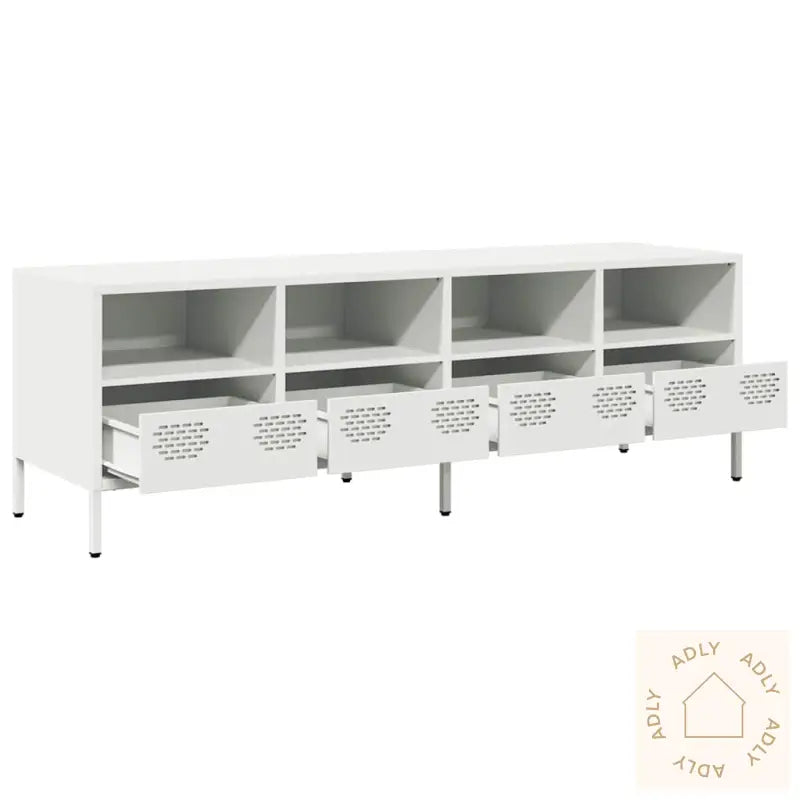 Tv-Benk Hvit 135X39X43,5 Cm Kaldvalset Stål