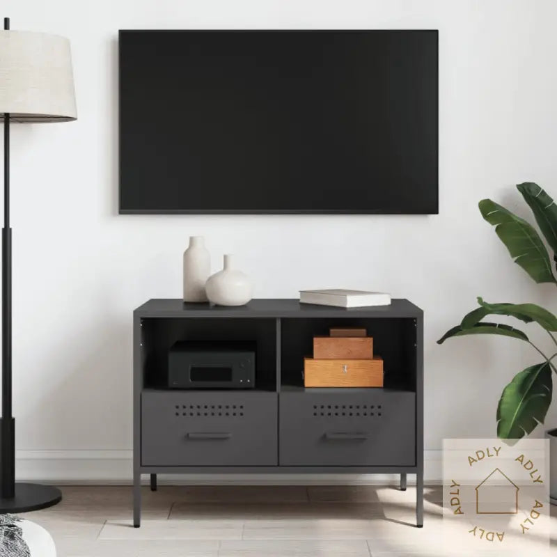 Tv-Benk Svart 68X39X50,5 Cm Stål