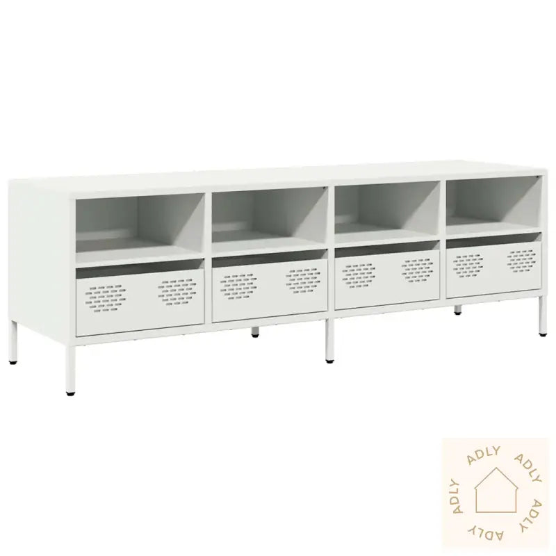Tv-Benk Hvit 135X39X43,5 Cm Kaldvalset Stål