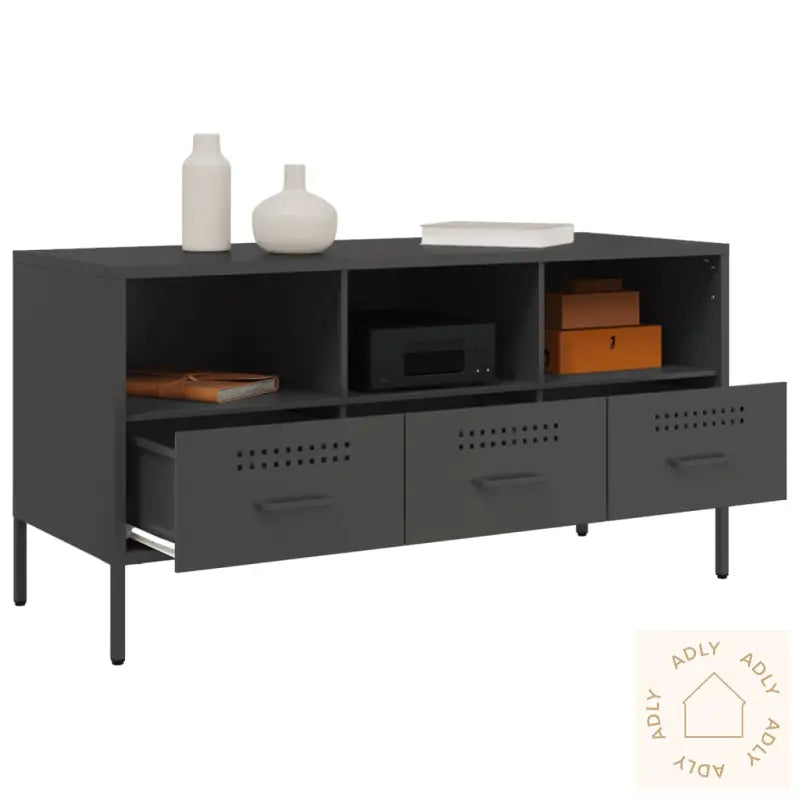 Tv-Benk Svart 100,5X39X50,5 Cm Stål
