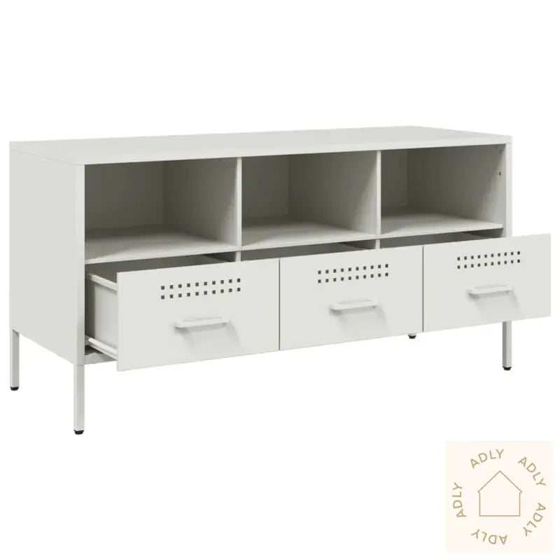 Tv-Benk Hvit 100,5X39X50,5 Cm Stål