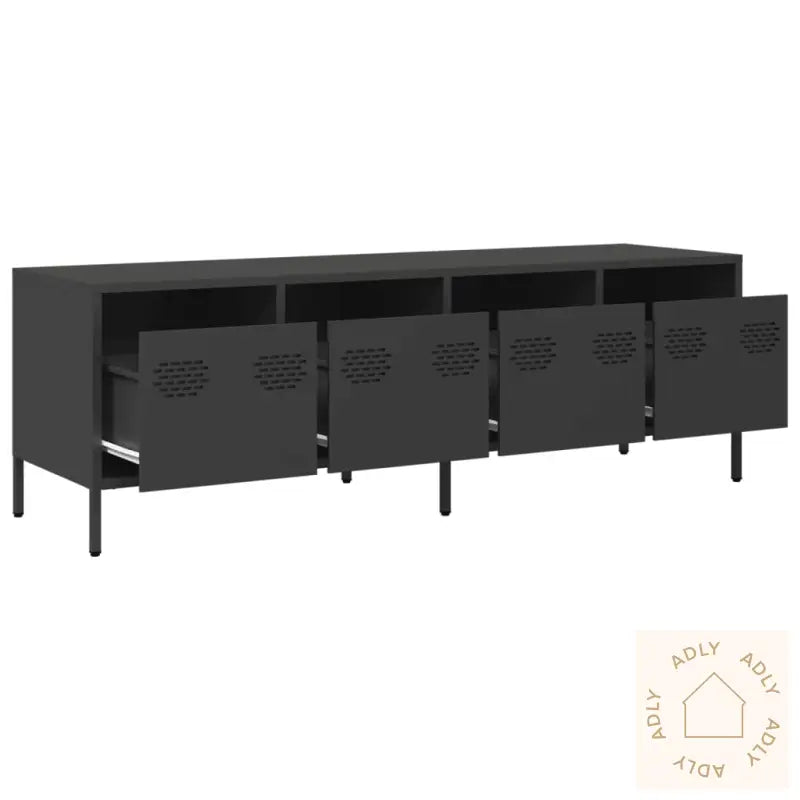 Tv-Benk Svart 135X39X43,5 Cm Kaldvalset Stål