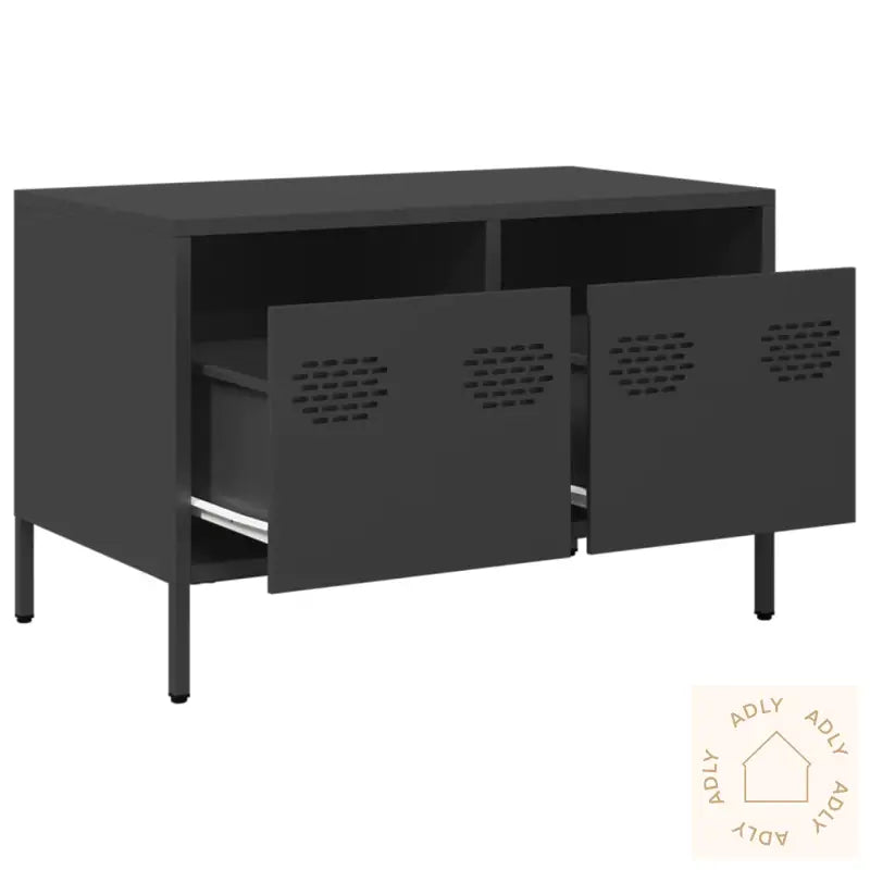 Tv-Benk Svart 68X39X43,5 Cm Kaldvalset Stål