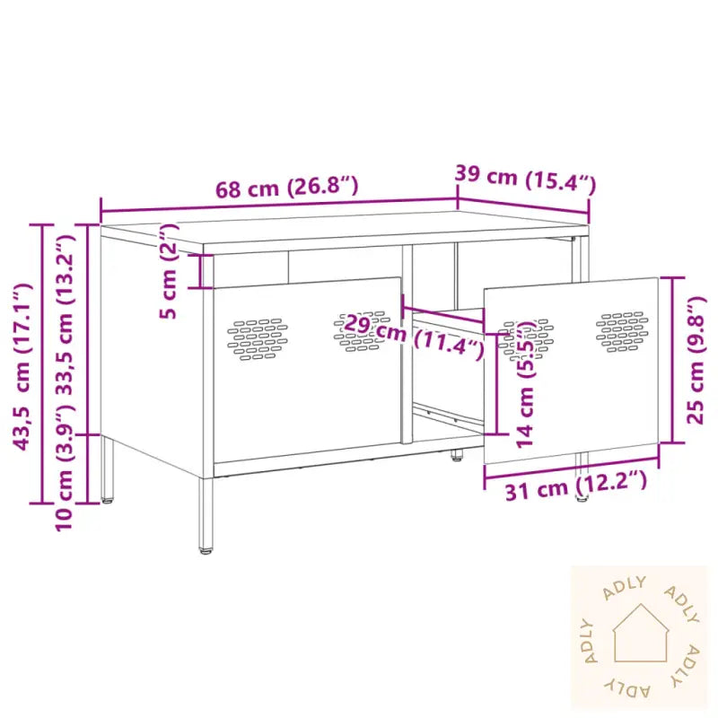 Tv-Benk Svart 68X39X43,5 Cm Kaldvalset Stål