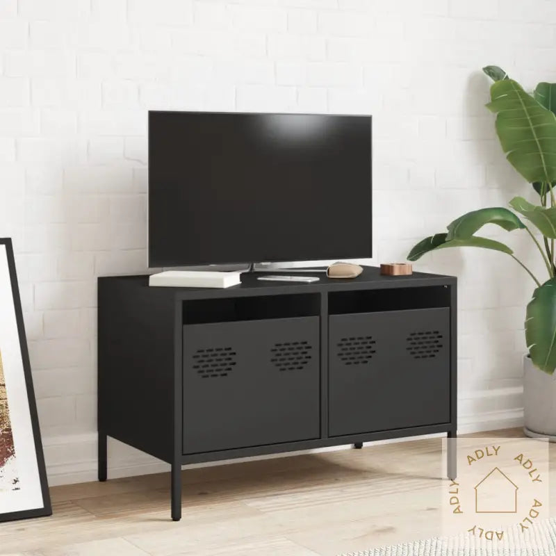 Tv-Benk Svart 68X39X43,5 Cm Kaldvalset Stål