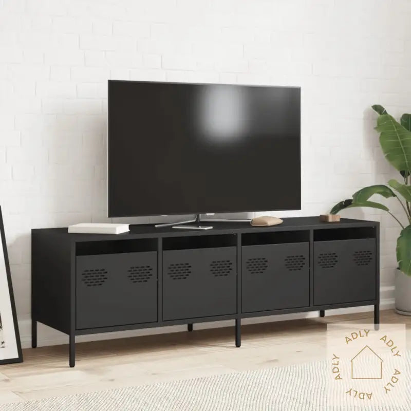 Tv-Benk Svart 135X39X43,5 Cm Kaldvalset Stål