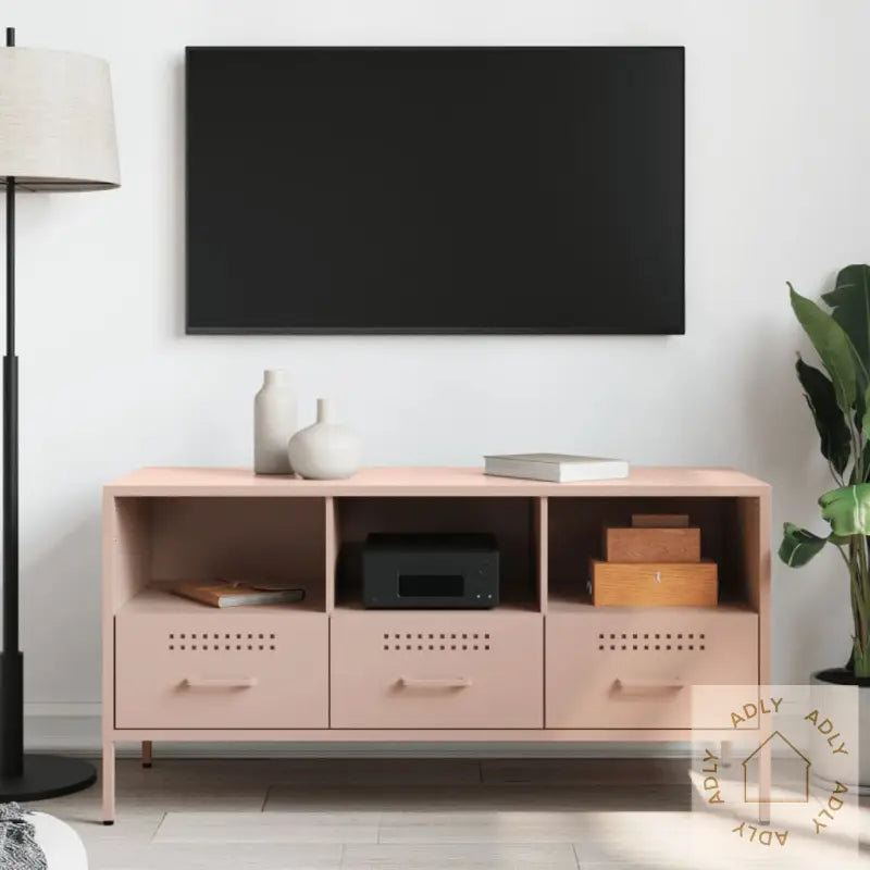 Tv-Benk Rosa 100,5X39X50,5 Cm Stål