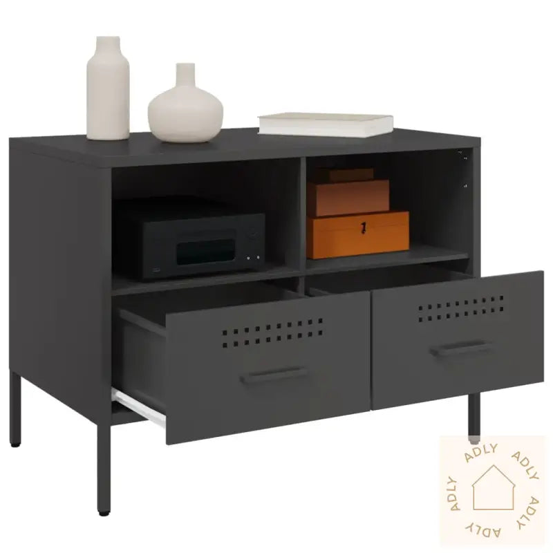 Tv-Benker 2 Stk Svart 68X39X50,5 Cm Stål