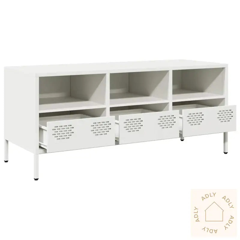 Tv-Benk Hvit 101,5X39X43,5 Cm Kaldvalset Stål