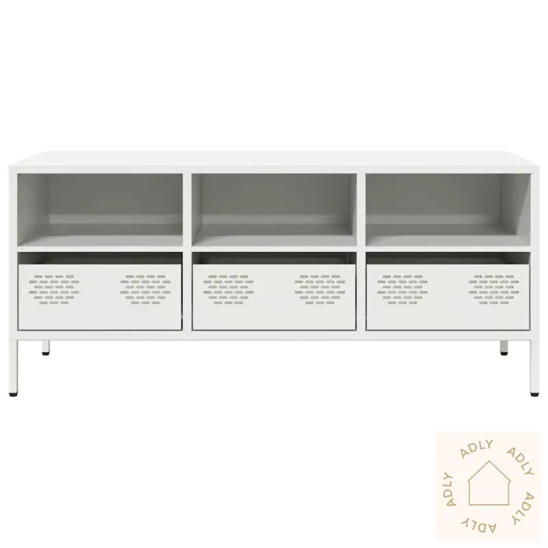 Tv-Benk Hvit 101,5X39X43,5 Cm Kaldvalset Stål