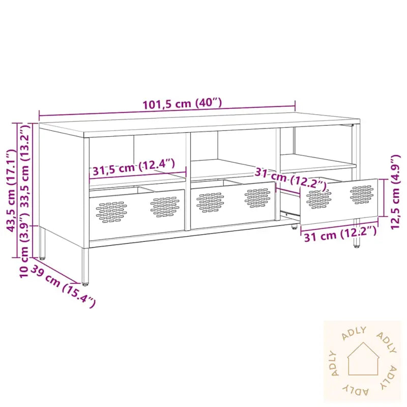 Tv-Benk Hvit 101,5X39X43,5 Cm Kaldvalset Stål