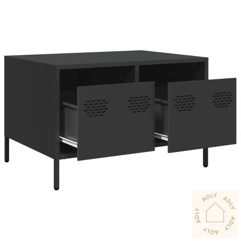 Tv-Benk Svart 68X50X43,5 Cm Kaldvalset Stål