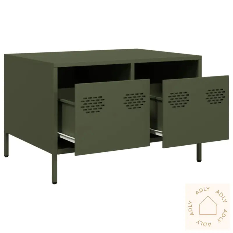 Tv-Benk Olivengrønn 68X50X43,5 Cm Kaldvalset Stål