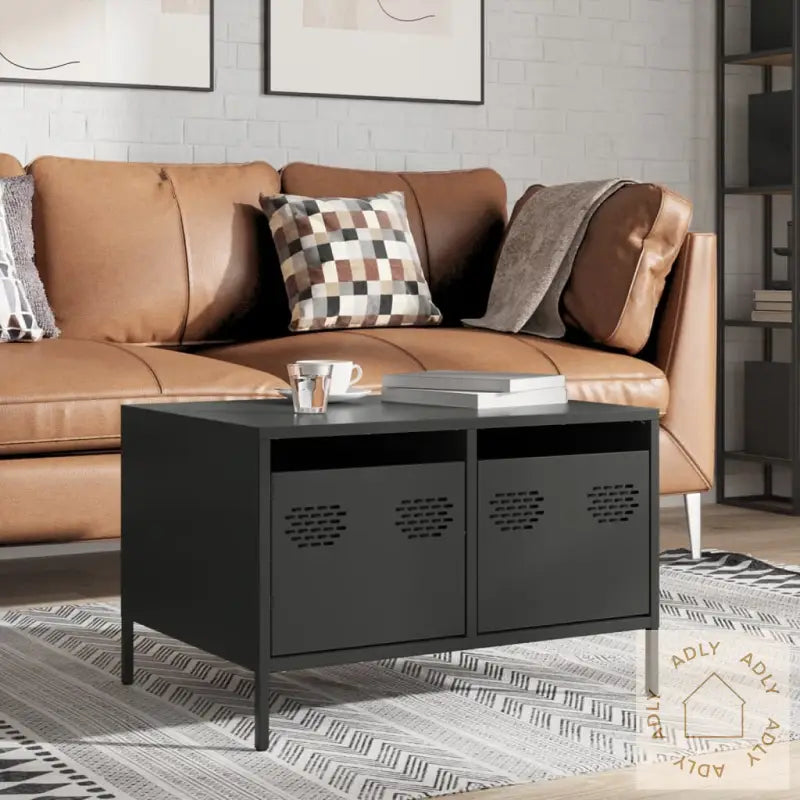Tv-Benk Svart 68X50X43,5 Cm Kaldvalset Stål
