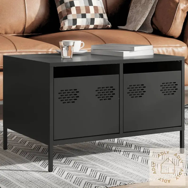 Tv-Benk Svart 68X50X43,5 Cm Kaldvalset Stål