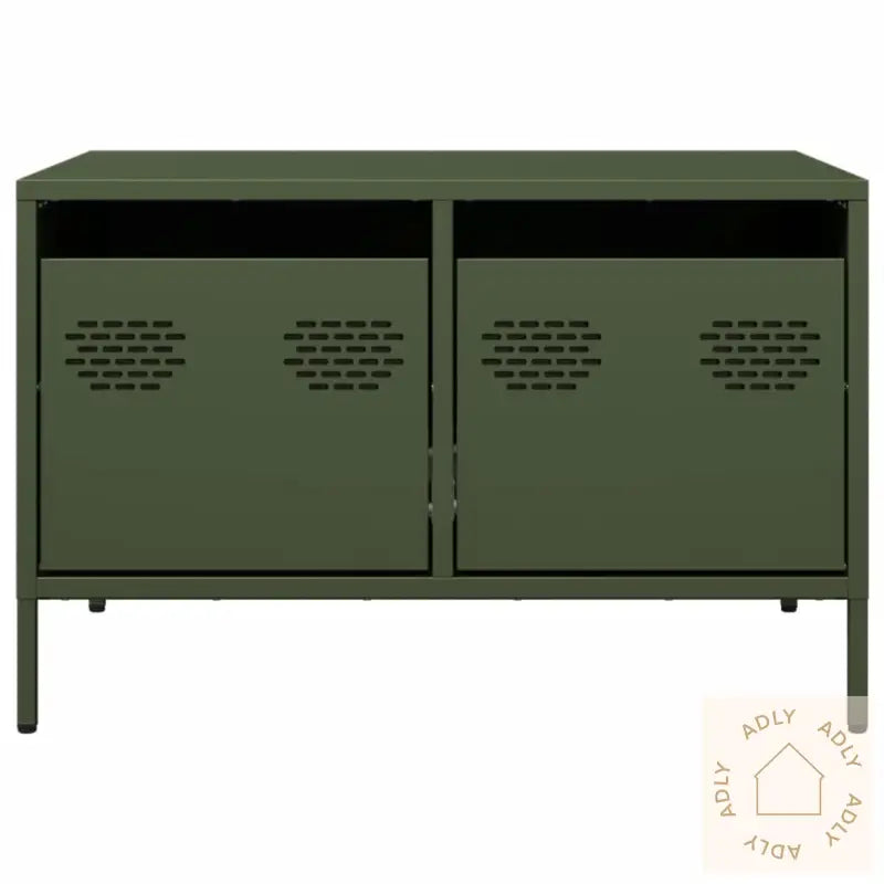 Tv-Benk Olivengrønn 68X50X43,5 Cm Kaldvalset Stål