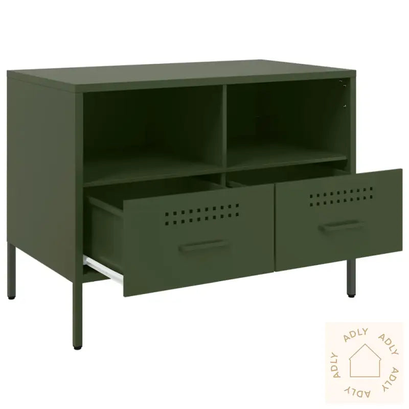 Tv-Benk Olivengrønn 68X39X50,5 Cm Stål