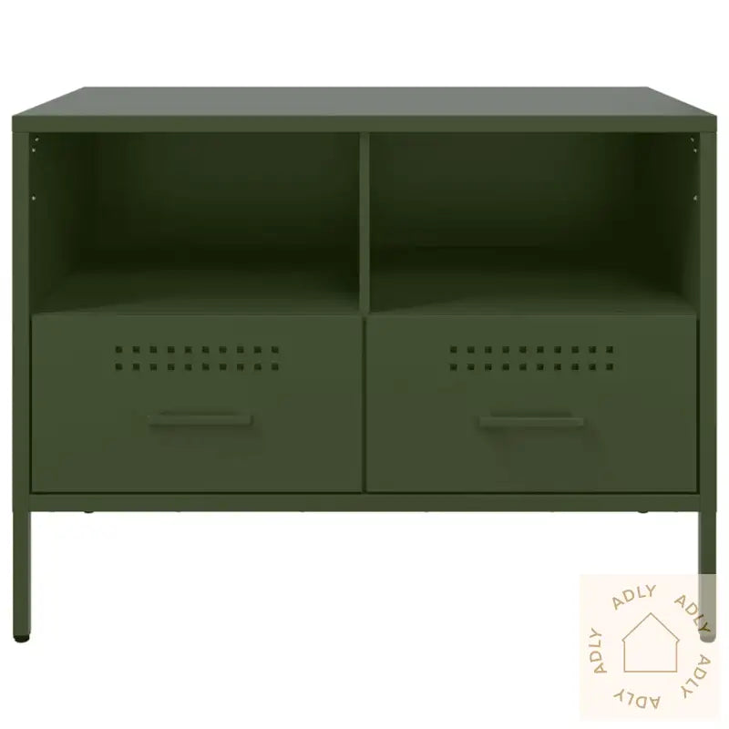 Tv-Benk Olivengrønn 68X39X50,5 Cm Stål