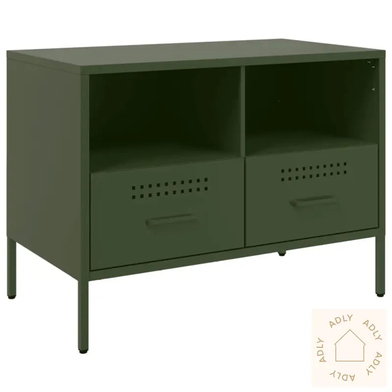 Tv-Benk Olivengrønn 68X39X50,5 Cm Stål
