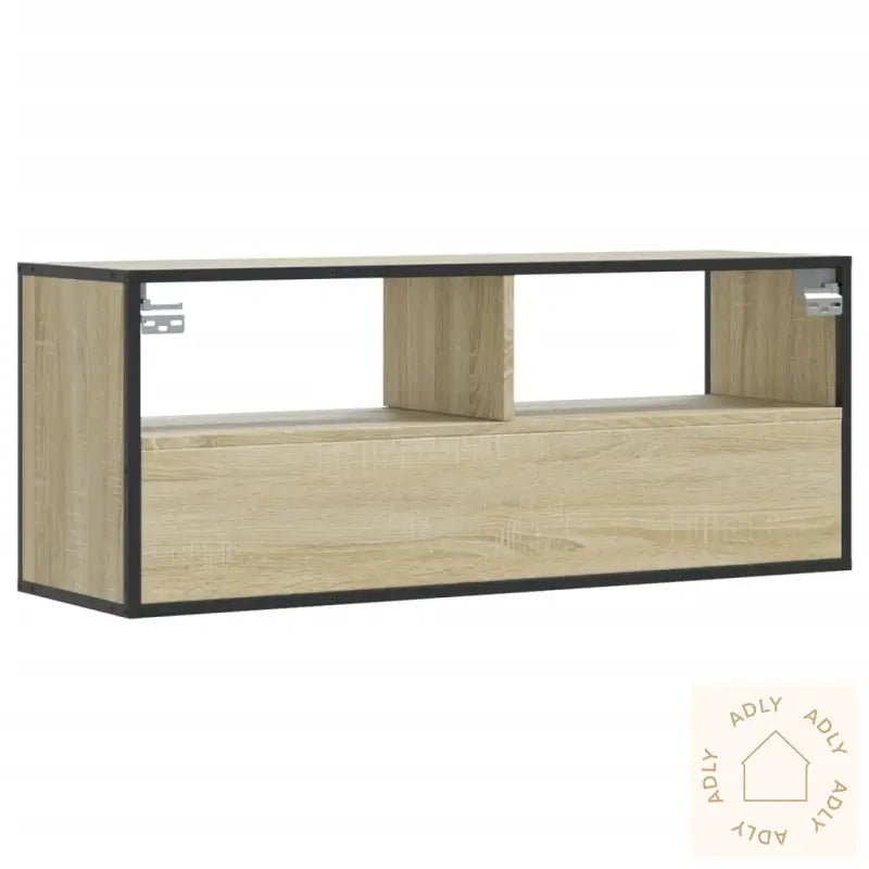 Tv-Benk Sonoma Eik 100X31X39,5 Cm Konstruert Tre Og Metall