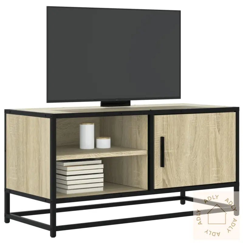 Tv-Benk Sonoma Eik 80X34,5X40 Cm Konstruert Tre Og Metall