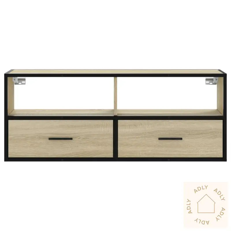 Tv-Benk Sonoma Eik 100X31X39,5 Cm Konstruert Tre Og Metall