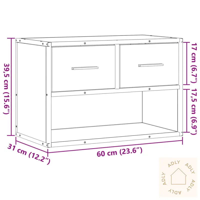 Tv-Benk Sonoma Eik 60X31X39,5 Cm Konstruert Tre Og Metall