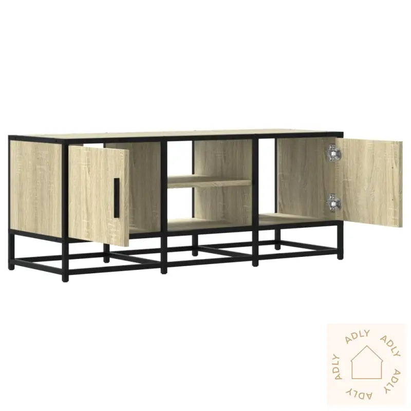 Tv-Benk Sonoma Eik 100X35X41 Cm Konstruert Tre Og Metall